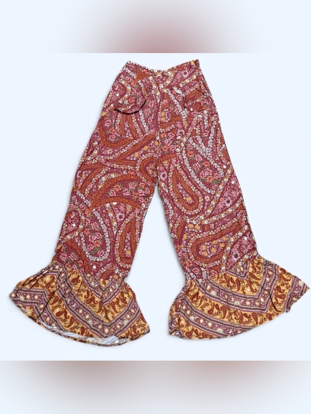 Spell & The Gypsy City Lights Pant in Auburn Wide Leg Paisley Boho Size XS